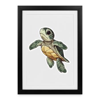 Tortue - Affiche encadrée (27 × 37 cm) - noir - Devant
