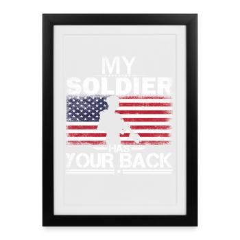 Mon soldat a ton dos Patriot Tee - Affiche encadrée (27 × 37 cm) - noir - Devant