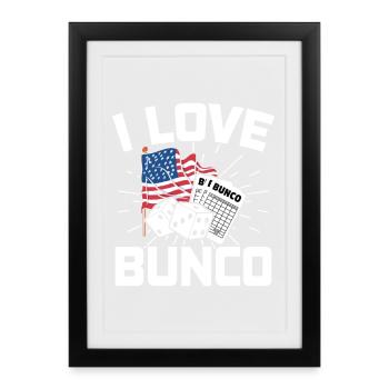 Drapeau des États-Unis Bunco Play Dice Player Gift - Affiche encadrée (27 × 37 cm) - noir - Devant