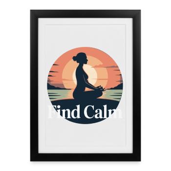 Serene Sunset Meditation Design - Framed poster (27 × 37 cm) - black - Front