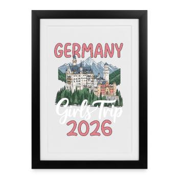 Germany Girls Trip 2026 Neuschwanstein Castle - Framed poster (27 × 37 cm) - black - Front
