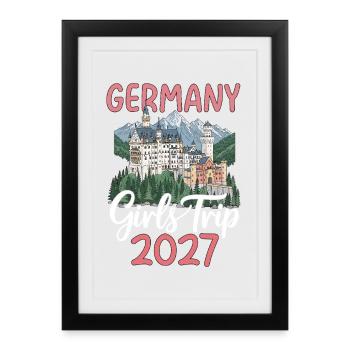 Germany Girls Trip 2027 Neuschwanstein Castle - Framed poster (27 × 37 cm) - black - Front