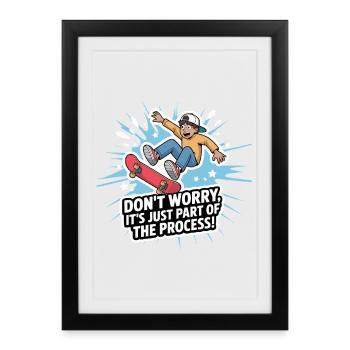 Skateboard Youth Motivation Tee - Framed poster (27 × 37 cm) - black - Front