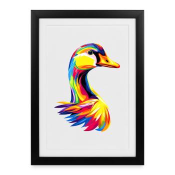 Oie mignon oie poussins Oie poussin canard petites oies - Affiche encadrée (27 × 37 cm) - noir - Devant