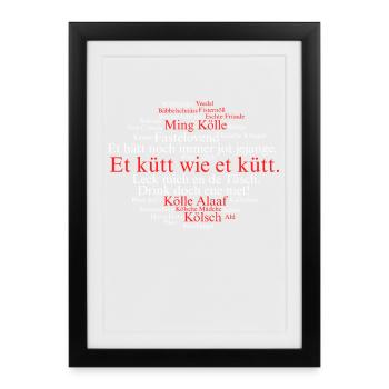 Cologne Kölsch Nuage de mots Carnaval de Cologne Alaaf Kölle - Affiche encadrée (27 × 37 cm) - noir - Devant