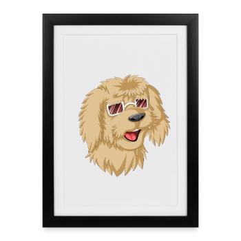 Loving Doodle avec des lunettes de soleil - Affiche encadrée (27 × 37 cm) - noir - Devant