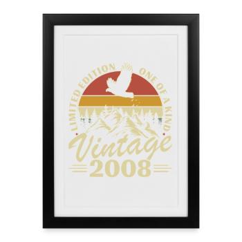 18 ans 2008 Vintage Rétro Anniversaire - Affiche encadrée (27 × 37 cm) - noir - Devant