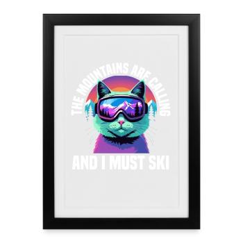 Skiing Skiers Winter sports - Framed poster (27 × 37 cm) - black - Front