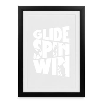 Lancer du poids Lancer du poids Lancer du poids Glide Spin Win - Affiche encadrée (27 × 37 cm) - noir - Devant
