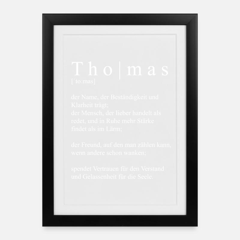 Thomas Definition Typografie  - Gerahmtes Poster (27 × 37 cm) - Schwarz