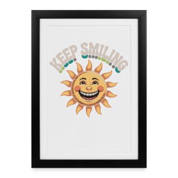 Illustration de visage de soleil heureux - Affiche encadrée (27 × 37 cm) - noir - Devant