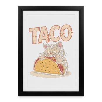 Playful taco kitten design - Framed poster (27 × 37 cm) - black - Front