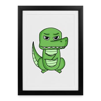 Crocodile No Lust Dessin animé - Affiche encadrée (27 × 37 cm) - noir - Devant
