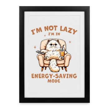Chaton paresseux économise son énergie - Affiche encadrée (27 × 37 cm) - noir - Devant