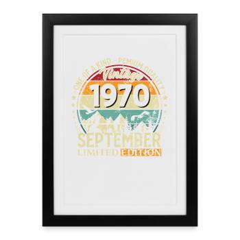 55. Geburtstag Vintage September Jahrgang 1970 - Gerahmtes Poster (27 × 37 cm) - Schwarz - Vorne