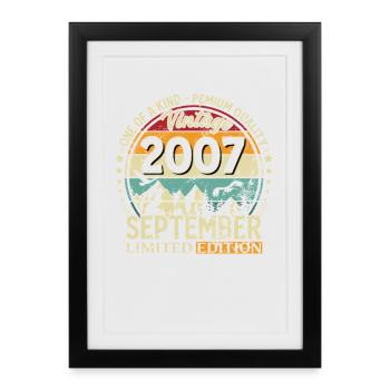 18e anniversaire, millésime septembre 2007 - Affiche encadrée (27 × 37 cm) - noir - Devant