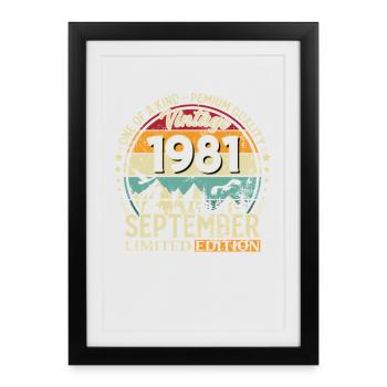 44th Birthday Vintage September Year 1981 - Framed poster (27 × 37 cm) - black - Front