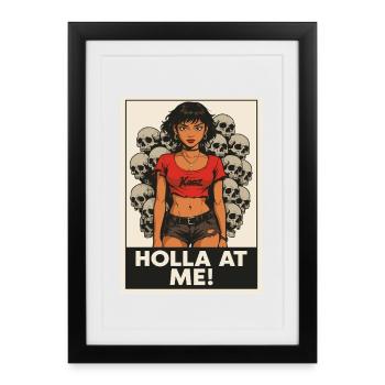 Illustration de pouvoir de fille rebelle - Affiche encadrée (27 × 37 cm) - noir - Devant