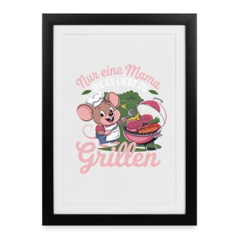 Juste une maman qui adore faire des grillades - Affiche encadrée (27 × 37 cm) - noir - Devant