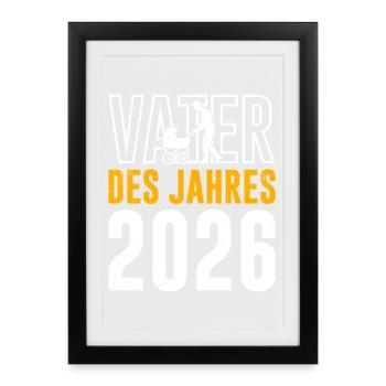 Paternité PÈRE DE L’ANNÉE 2026 DRÔLE - Affiche encadrée (27 × 37 cm) - noir - Devant