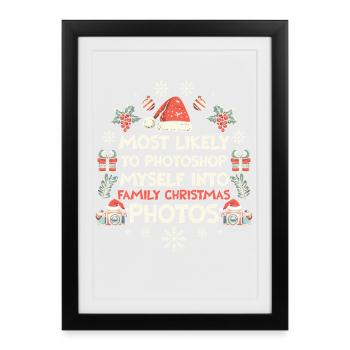 Familien-Weihnachtsfoto Humor Design - Gerahmtes Poster (27 × 37 cm) - Schwarz - Vorne
