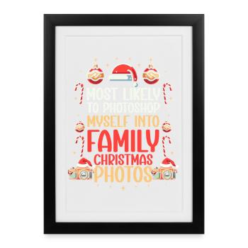 Festive Family Christmas Selfie Message - Framed poster (27 × 37 cm) - black - Front