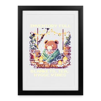 Inventory full: blankets, tea, hygge - Framed poster (27 × 37 cm) - black - Front