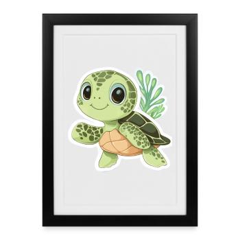 Tortue - Affiche encadrée (27 × 37 cm) - noir - Devant