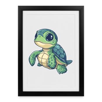 Tortue - Affiche encadrée (27 × 37 cm) - noir - Devant