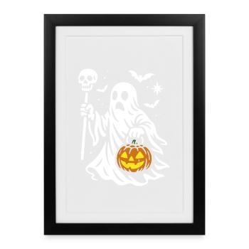 Ghost, Halloween Party Costume - Pumpkin - Framed poster (27 × 37 cm) - black - Front
