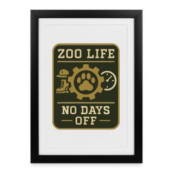Gardien de zoo Éducateur de zoo Employé de zoo - Affiche encadrée (27 × 37 cm) - noir - Devant