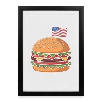 Cheeseburger Jour de l’Indépendance Patriotique 4 - Affiche encadrée (27 × 37 cm) - noir - Devant