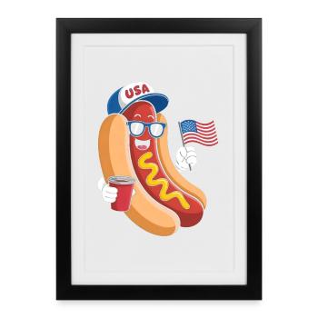 Hotdog Sandwich Lover Jour de l’Indépendance 4 - Affiche encadrée (27 × 37 cm) - noir - Devant