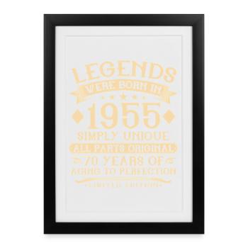 70e anniversaire de naissance : 1955 - 70 ans - Affiche encadrée (27 × 37 cm) - noir - Devant