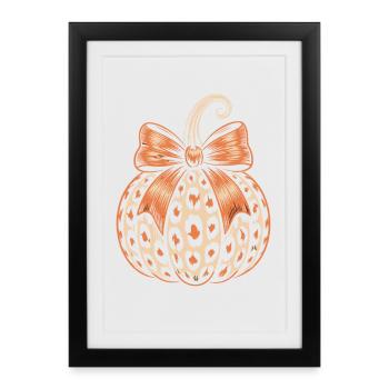 Citrouille à imprimé léopard avec nœud - Affiche encadrée (27 × 37 cm) - noir - Devant