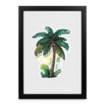 Palm tree - Framed poster (27 × 37 cm) - black - Front