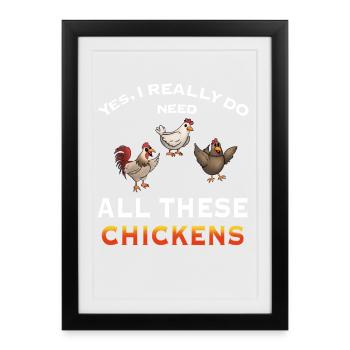 Humorvolle Hühnerillustration Aussage - Gerahmtes Poster (27 × 37 cm) - Schwarz - Vorne