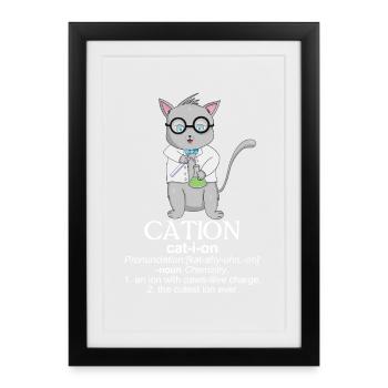T-shirt académique ludique pour chat - Affiche encadrée (27 × 37 cm) - noir - Devant