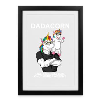 Humorous Unicorn Dad Illustration - Framed poster (27 × 37 cm) - black - Front