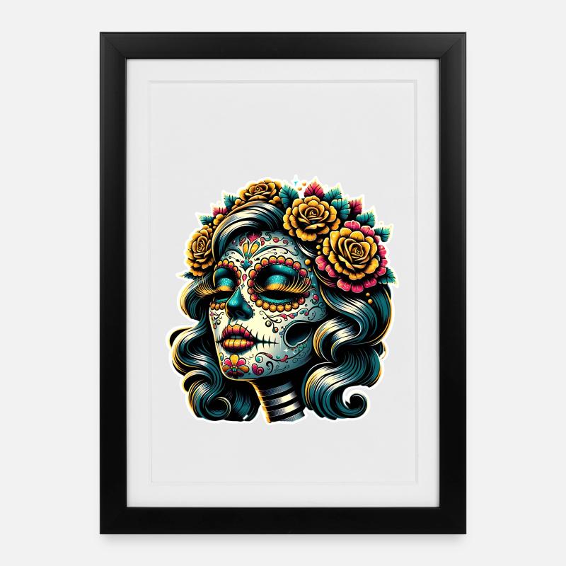 La Catrina - Gerahmtes Poster (27 × 37 cm) - Schwarz