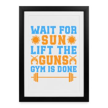 Fitness Motivation Bodybuilder Lift The Guns Gym - Affiche encadrée (27 × 37 cm) - noir - Devant