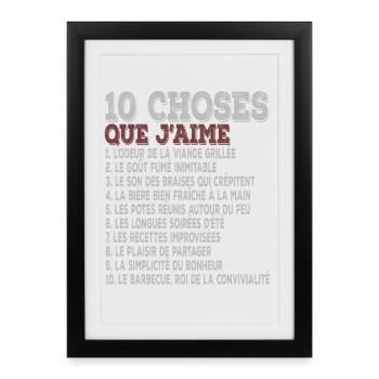 10 Things I Love Barbecue, Grilling - Framed poster (27 × 37 cm) - black - Front