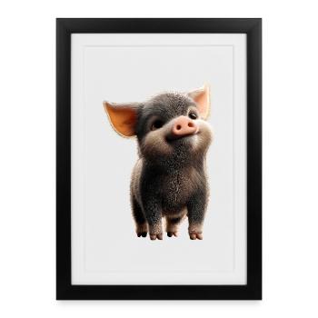 Pig Domestic Pig Sow Pigs Love Piggy - Framed poster (27 × 37 cm) - black - Front