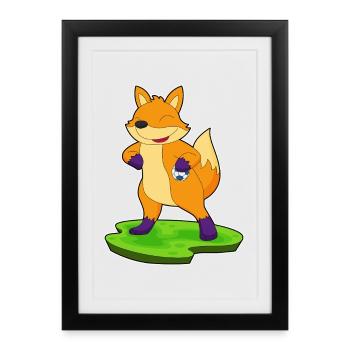 Fuchs Handballspieler Handball - Gerahmtes Poster (27 × 37 cm) - Schwarz - Vorne