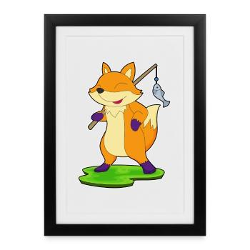 Fox Angler Fish Fishing - Framed poster (27 × 37 cm) - black - Front