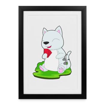 Cat Poker Cartes de poker - Affiche encadrée (27 × 37 cm) - noir - Devant