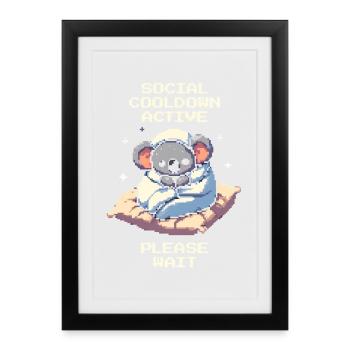 Refroidissement social actif | Humour introverti - Affiche encadrée (27 × 37 cm) - noir - Devant