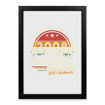 2008 Vintage Rétro Cadeau d’anniversaire - Affiche encadrée (27 × 37 cm) - noir - Devant