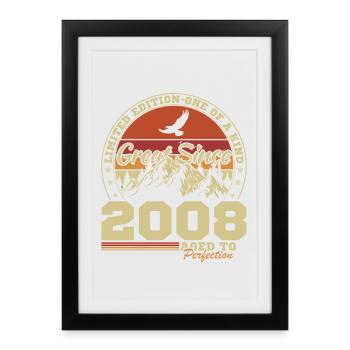 2008 Vintage Rétro Cadeau d’anniversaire - Affiche encadrée (27 × 37 cm) - noir - Devant