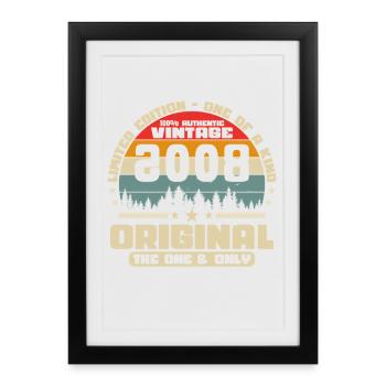 2008 Vintage Rétro Cadeau d’anniversaire - Affiche encadrée (27 × 37 cm) - noir - Devant